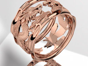 2 DRAGON ON RING JEWELRY FILE 3DM 3D Model