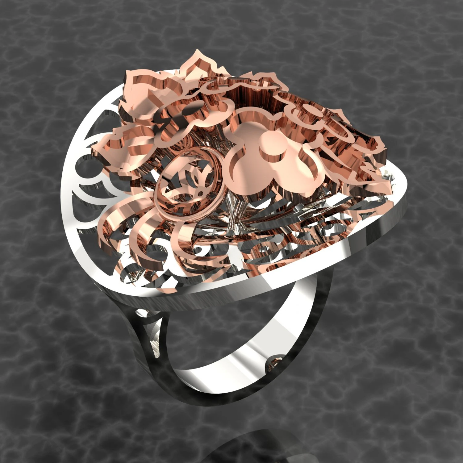 BIG flower assembled RING FILE 3DM AND KEYSHOT FILE 3D Model .c4d .max .obj .3ds .fbx .stl .blend 