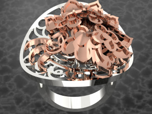 BIG flower assembled RING FILE 3DM AND KEYSHOT FILE 3D Модель