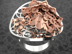 BIG flower assembled RING FILE 3DM AND KEYSHOT FILE 3D Model