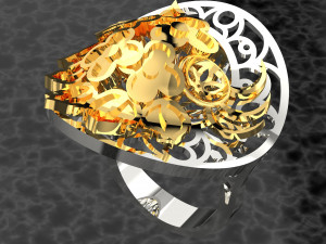 BIG flower assembled RING FILE 3DM AND KEYSHOT FILE 3D Модель