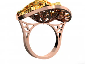 BIG flower assembled RING FILE 3DM AND KEYSHOT FILE 3D Model