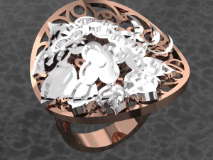 BIG flower assembled RING FILE 3DM AND KEYSHOT FILE 3D Model
