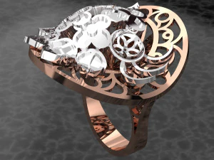 BIG flower assembled RING FILE 3DM AND KEYSHOT FILE 3D Model