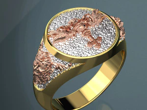 BIRD COLOR 18K GOLD RING FILE 3DM 3D Model