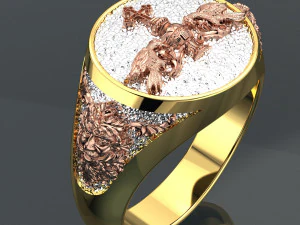 BIRD COLOR 18K GOLD RING FILE 3DM 3D Model