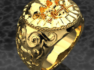 SKULL 18K GOLD RING FILE STL 3D Model