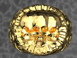 SKULL 18K GOLD RING FILE STL Modello 3D