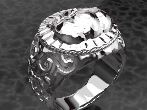 SKULL 18K GOLD RING FILE STL Modello 3D