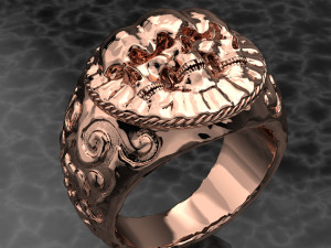 SKULL 18K GOLD RING FILE STL Modello 3D