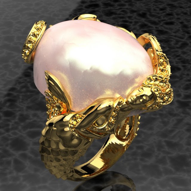 MERMAID BIG GEMSTONE 18K GOLD RING FILE 3DM KEYSHOT FILE Modello 3D .c4d .max .obj .3ds .fbx .stl .blend 