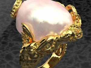 MERMAID BIG GEMSTONE 18K GOLD RING FILE 3DM KEYSHOT FILE 3Dモデル