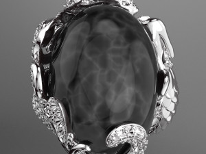 MERMAID BIG GEMSTONE 18K GOLD RING FILE 3DM KEYSHOT FILE Modello 3D