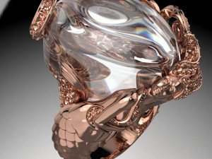 MERMAID BIG GEMSTONE 18K GOLD RING FILE 3DM KEYSHOT FILE Modello 3D