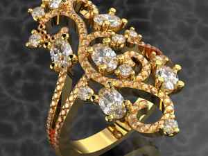 ANELLO IN ORO 18K CON DIAMANTI ROYALTY Modello 3D