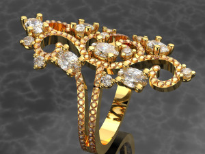 ROYALTY DIAMOND 18K GOLD RING 3D Modell