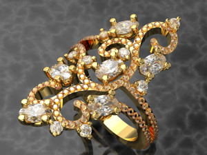 ROYALTY DIAMOND 18K GOLD RING 3D Modell