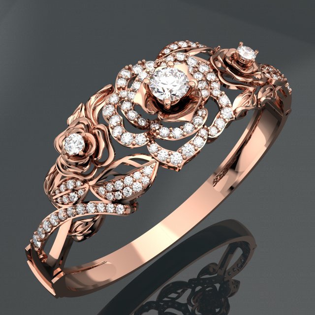 ROSE 18K GOLD BANGLE 3D Model .c4d .max .obj .3ds .fbx .stl .blend 