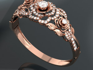 ROSE 18K GOLD BANGLE 3D Model