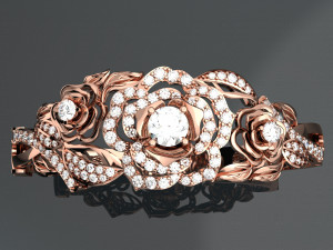 ROSE 18K GOLD BANGLE 3D Model