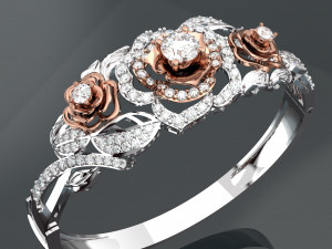 ROSE 18K GOLD BANGLE 3D Model
