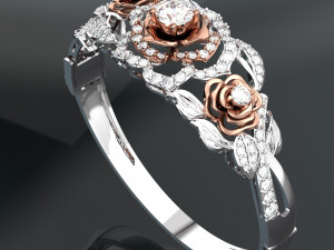 ROSE 18K GOLD BANGLE 3D Model