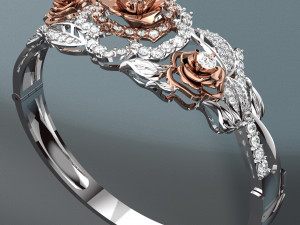 ROSE 18K GOLD BANGLE 3D Model