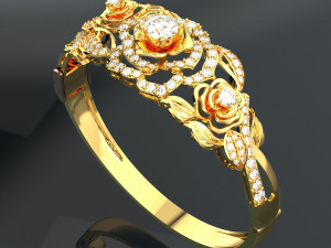 ROSE 18K GOLD BANGLE 3D Model