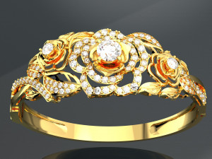 ROSE 18K GOLD BANGLE 3D Model