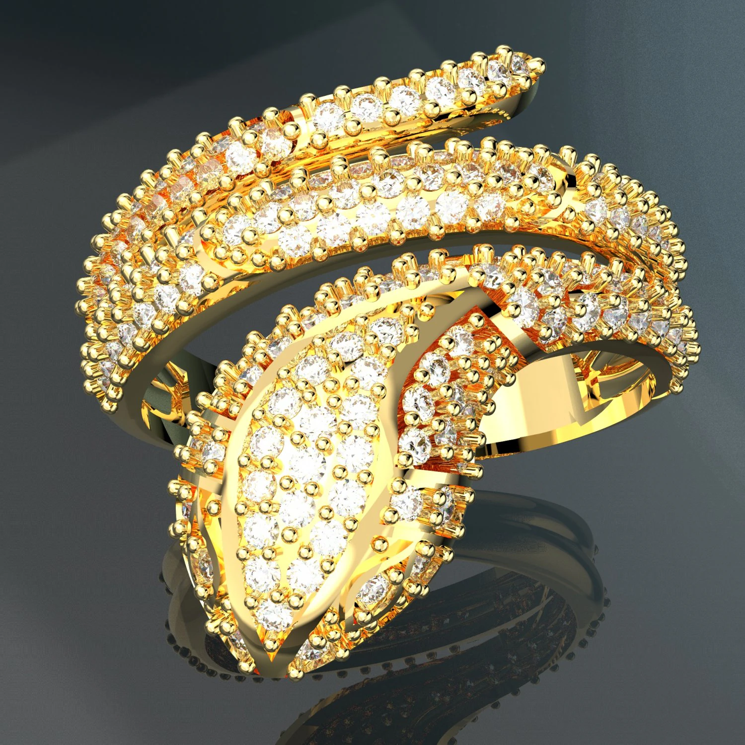 SNAKE DIAMOND 18K GOLD RING 3D Model .c4d .max .obj .3ds .fbx .stl .blend 