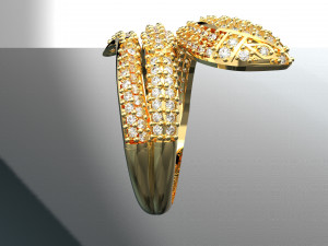 SNAKE DIAMOND 18K GOLD RING Model 3D