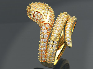 SNAKE DIAMOND 18K GOLD RING Model 3D