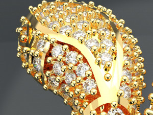 SNAKE DIAMOND 18K GOLD RING Model 3D