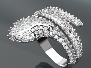SNAKE DIAMOND 18K GOLD RING Model 3D