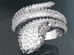 SNAKE DIAMOND 18K GOLD RING Model 3D
