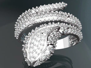 SNAKE DIAMOND 18K GOLD RING 3D Model