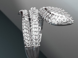 SNAKE DIAMOND 18K GOLD RING Model 3D