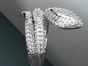 SNAKE DIAMOND 18K GOLD RING 3D Model