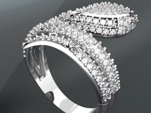 SNAKE DIAMOND 18K GOLD RING Model 3D