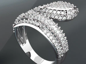 SNAKE DIAMOND 18K GOLD RING 3D Model