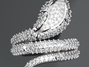 SNAKE DIAMOND 18K GOLD RING Model 3D