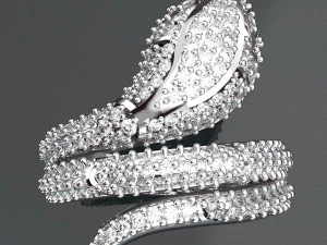 SNAKE DIAMOND 18K GOLD RING 3D Model