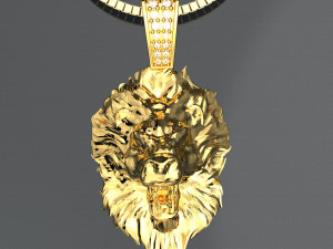 LION HEAD GOLD PENDANT Modello 3D