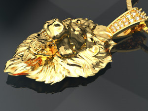 LION HEAD GOLD PENDANT 3D Model