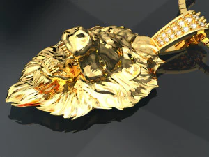 LION HEAD GOLD PENDANT 3D Model