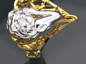 SCULPTURE HEART SHAPE 18K GOLD RING 3D Модель
