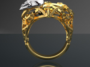 SCULPTURE HEART SHAPE 18K GOLD RING 3D Модель