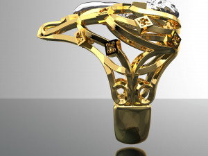 SCULPTURE HEART SHAPE 18K GOLD RING 3D Модель