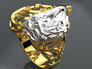 SCULPTURE HEART SHAPE 18K GOLD RING 3D Модель