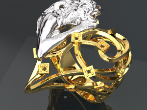 SCULPTURE HEART SHAPE 18K GOLD RING 3D Модель